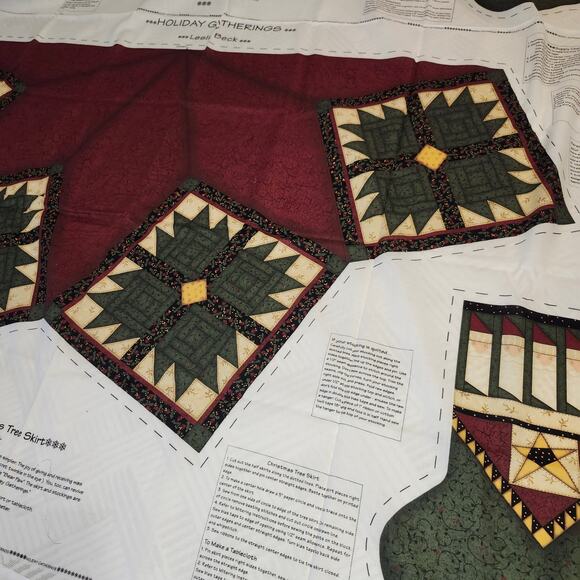 Leslie Beck Holiday Gatherings 2 Fabric Panels Cut & Sew Tree Skirt Stockings - Picture 10 of 10